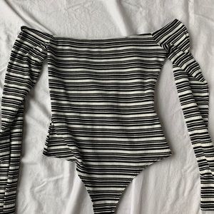 Tobi Striped Off the Shoulder Bodysuit
